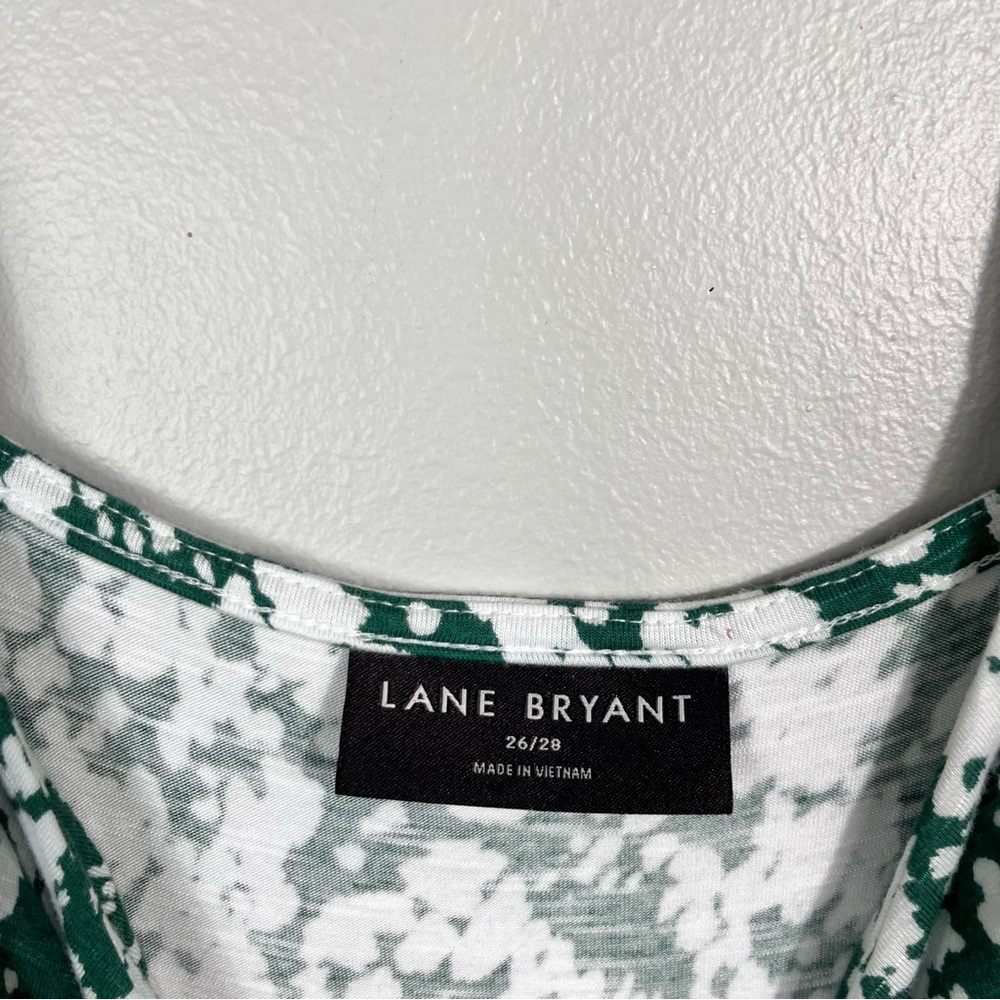 Lane Bryant Plus Size Green Floral Empire Waist Babydoll Cami Tank Top 26/28 3X - Picture 5 of 6
